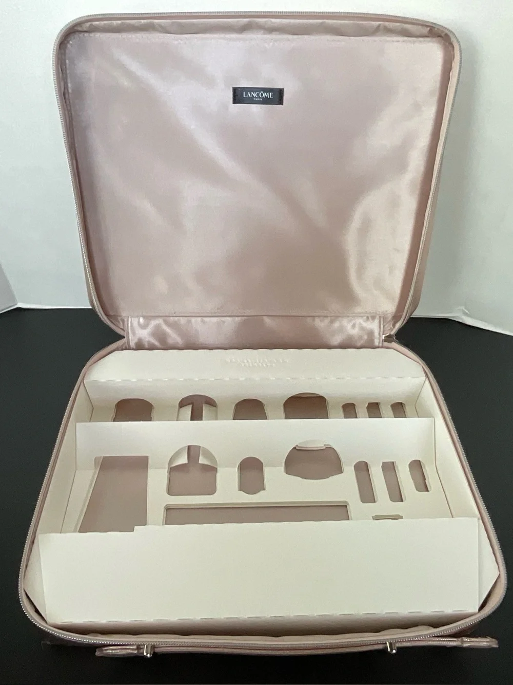 Lancôme Metallic Rose Gold Holiday Cosmetic Train Case NEW
